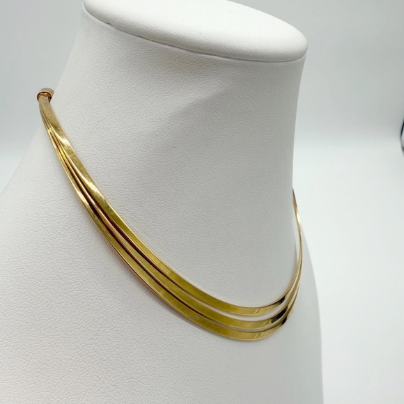 Vintage Gold Tone Cleopatra Style Statement Collar Necklace & Choker Set - Picture 6 of 9